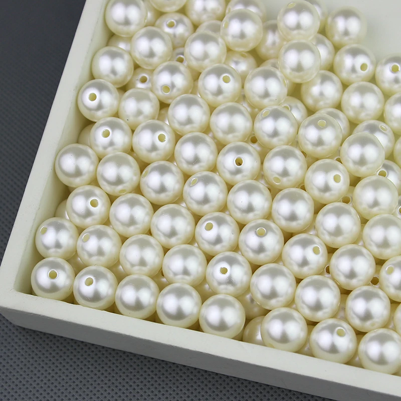 Hot Sale 4 6 8 10 12 14 16 18 20 22 25 30mm Round ABS Pearl Loose Beads Pearl white for DIY Scrapbook party wedding Decoration