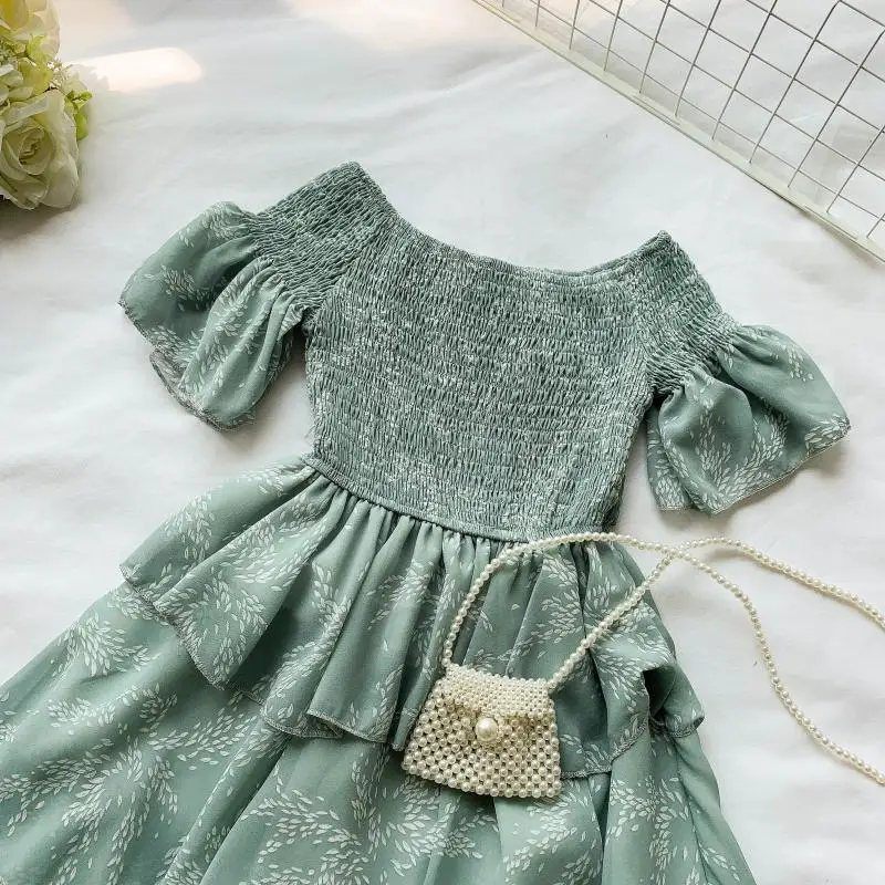 2019 Новое модное женское Платье милое Цветочное платье с открытыми плечами и