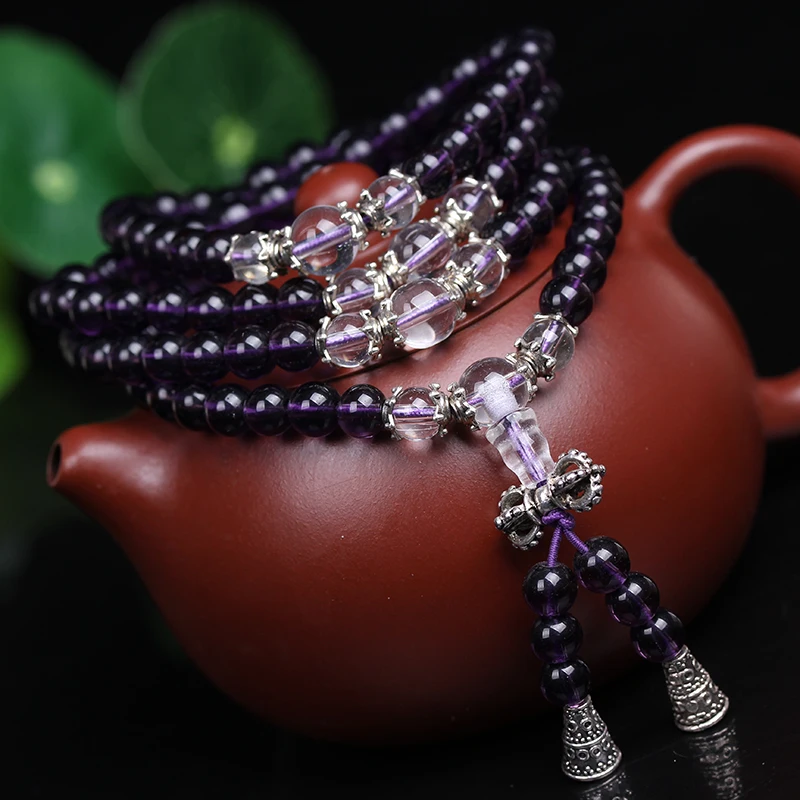 Новая мода 6 мм составные фиолетовые хрустальные бусины тибетский буддийский