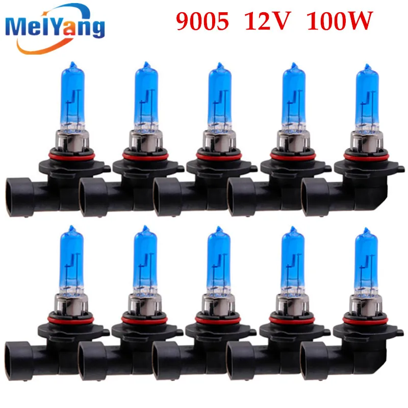 10pcs 9005 100W HB3 100W Halogen Bulbs super white Headlights fog lamps light running Car Light Source parking 12V head auto day