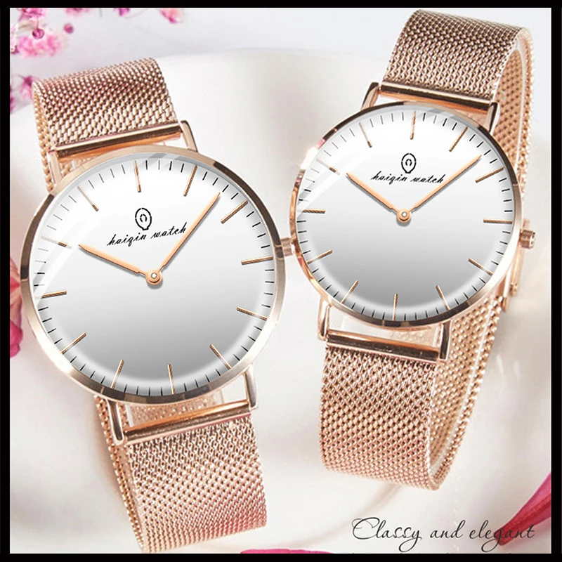 HAIQIN Men's Watches Minimalist Fashion Couple Watch Luxury Brand Quartz Wristwatch For Lovers Waterproof | Наручные часы
