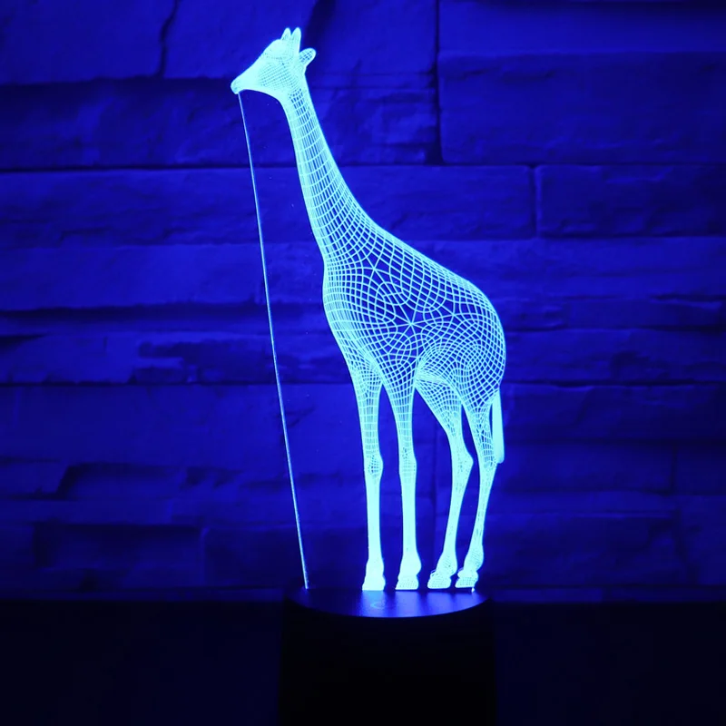 3D LED ночник Жираф Олень с 7 видов цветов свет для украшения дома лампа