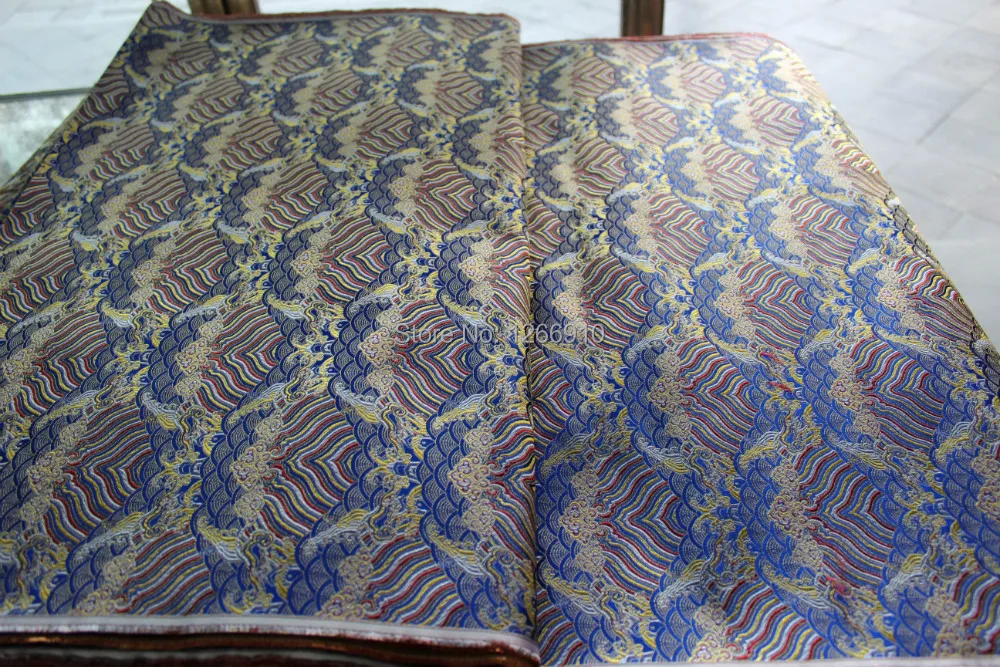 Традиционная китайская шелковая парчовая ткань Сапфировая синяя спинка с