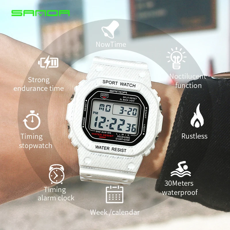 SANDA модные спортивные часы для мужчин женщин непромокаемые повседневные