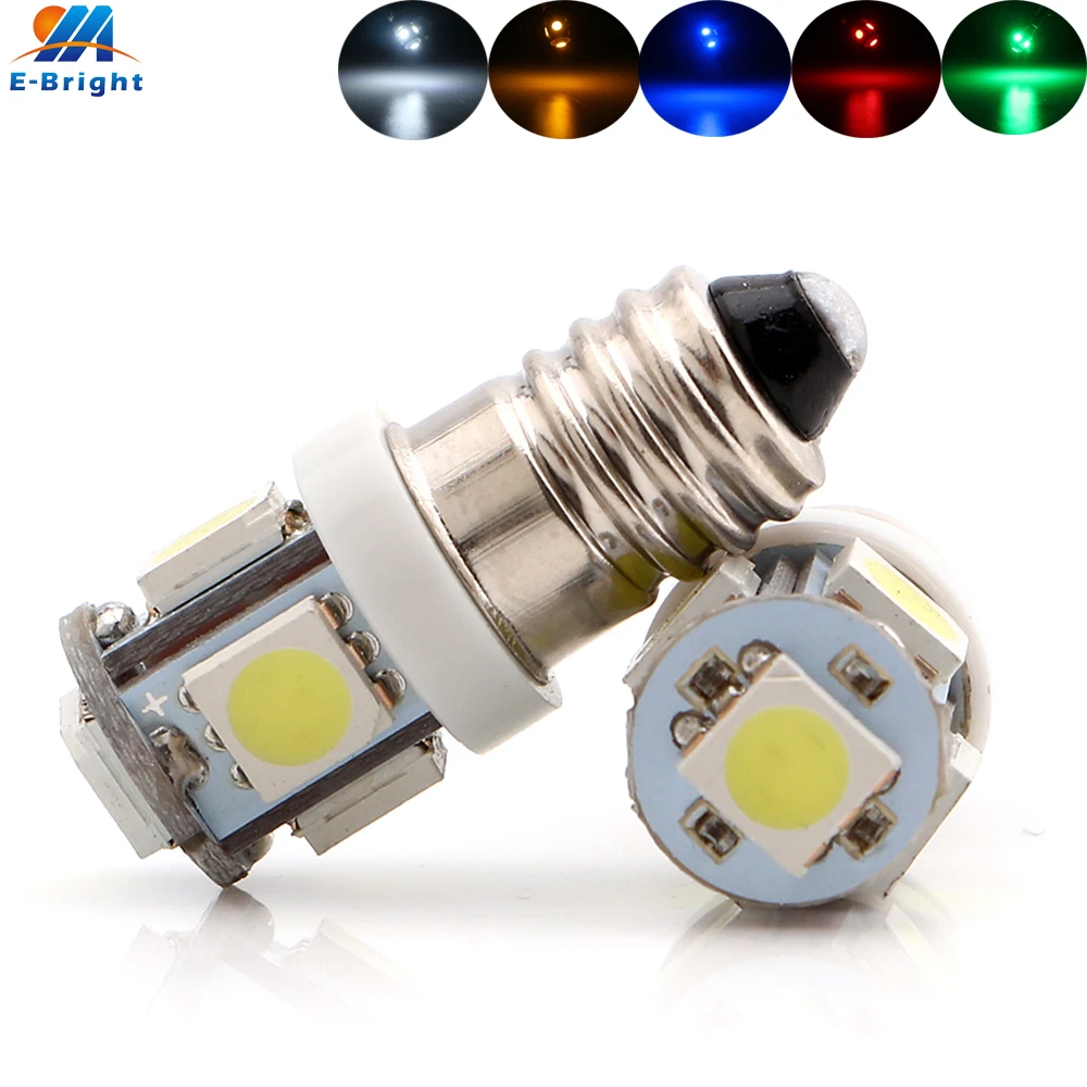 100 шт./лот оптовая продажа супер яркие 10000K E10 5050 5 SMD винтовые светодиодные лампы