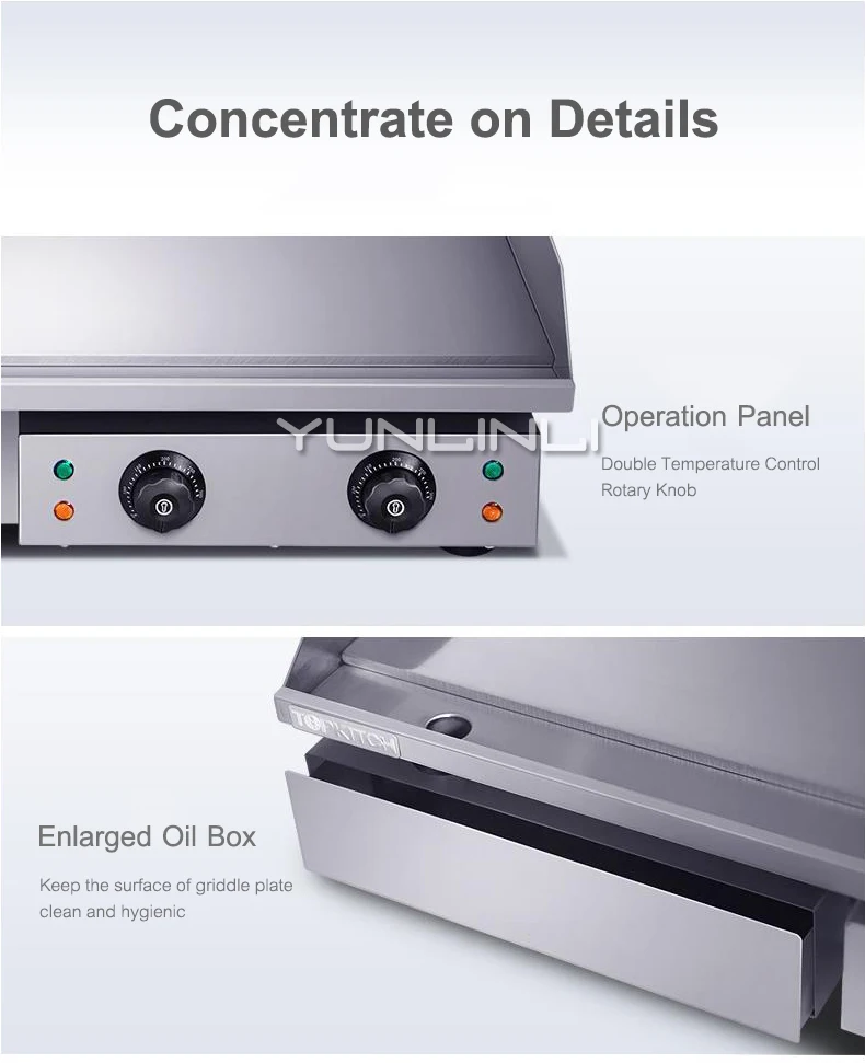4.4KW Stainless Steel Electric Griddle Countertop Commercial Hot Plate BBQ Grill 220~240V grlha de churrascos bbq brazil electry | Бытовая