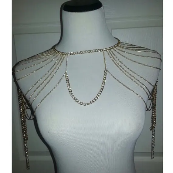 Новинка 2019 Двойная Цепочка на плечо в стиле панк чокер ожерелье Женская Модная