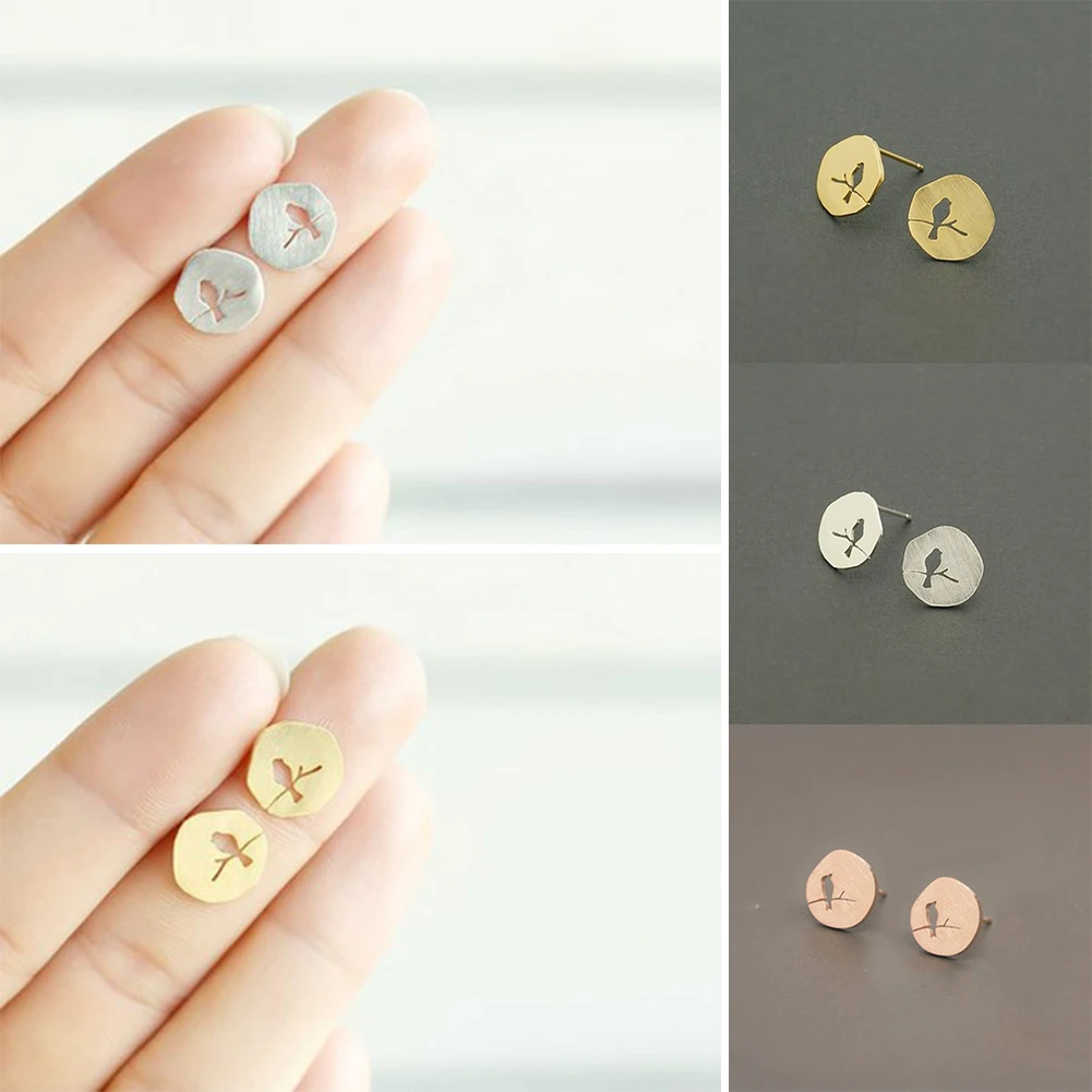 Винтажные полые серьги гвоздики в виде животных птиц на ветке для женщин модные