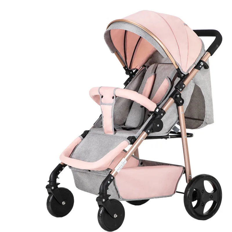Pink2 6 кг легкая коляска, детская коляска, складная, переносная, четыре колеса, высокий пейзаж, детская коляска, Горячая мама, розовая коляска, тележка - Цвет: Pink2
