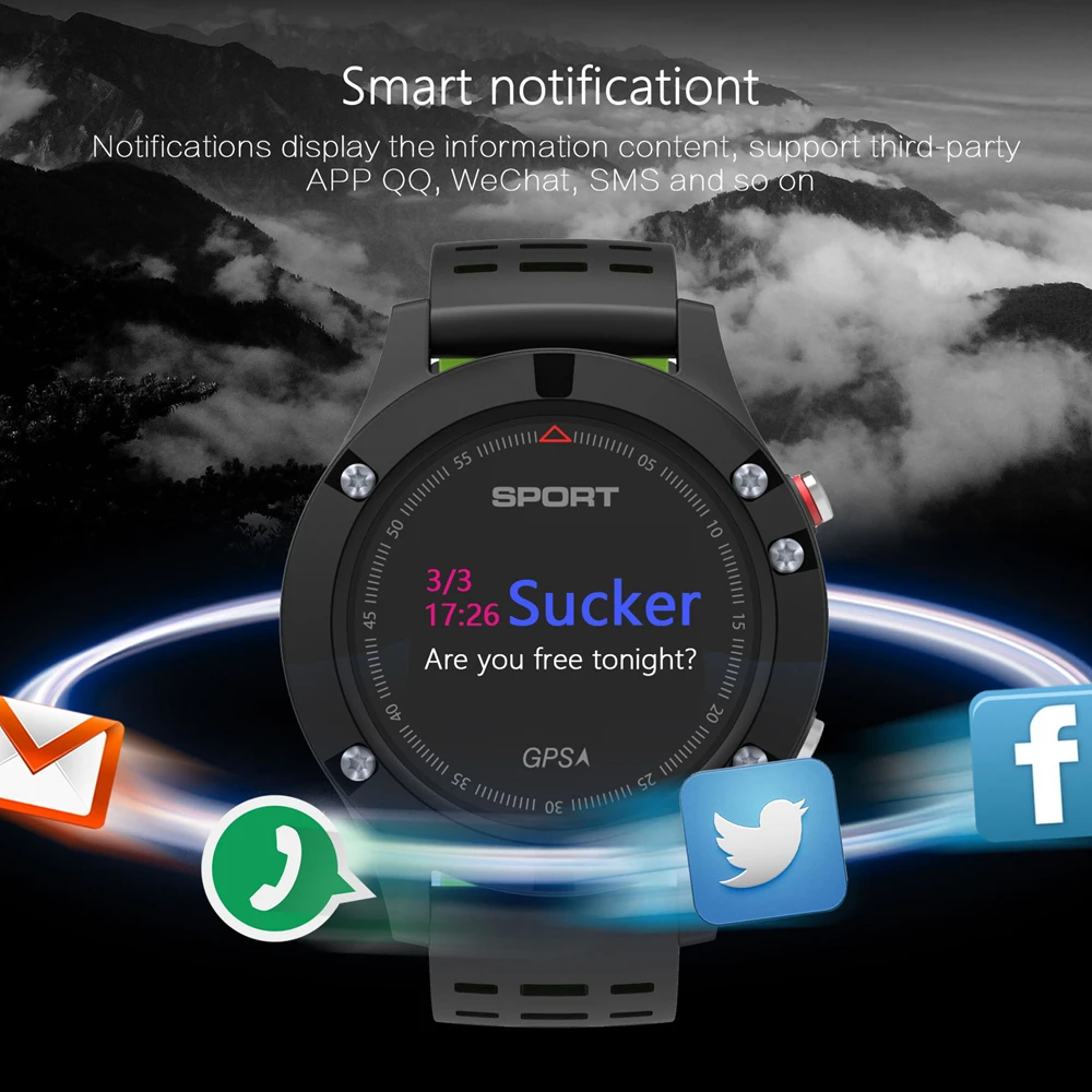 Красный 100% оригинальный F5 gps Смарт часы высотомер барометр термометр Bluetooth 4 2