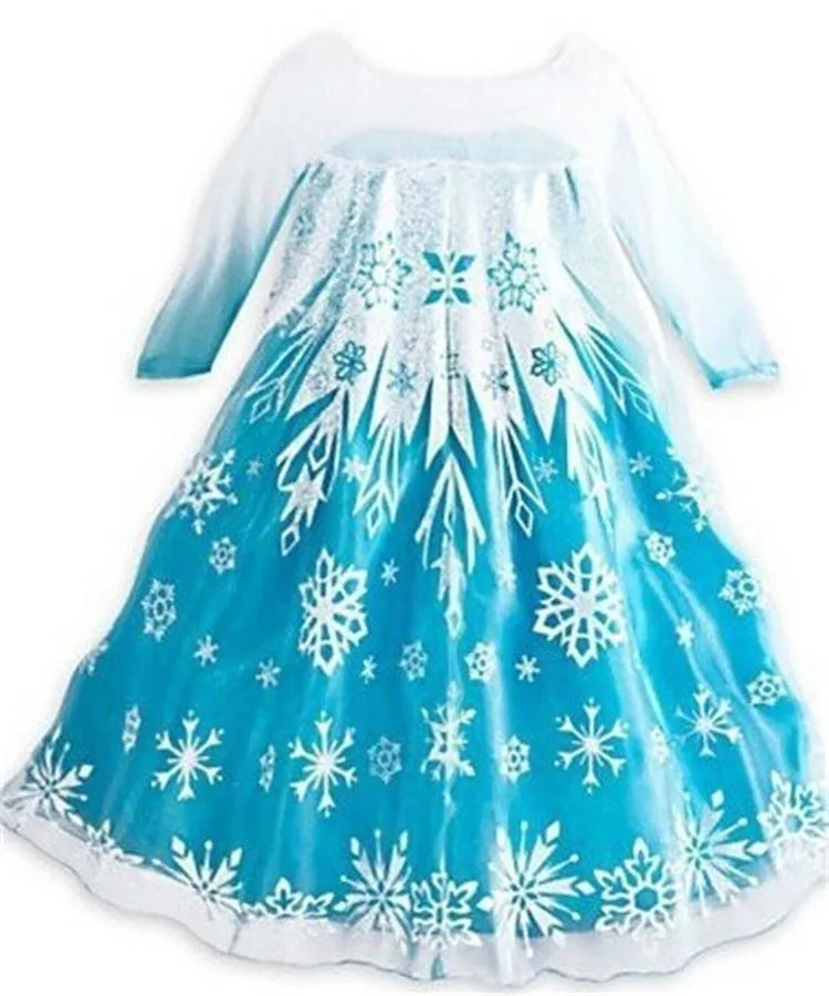 GSCH Elsa Dress +Accessories Sequins Baby Girl Snow Queen Anna Princess Kids Party Cosplay Costume Deguisement Robe | Детская одежда и