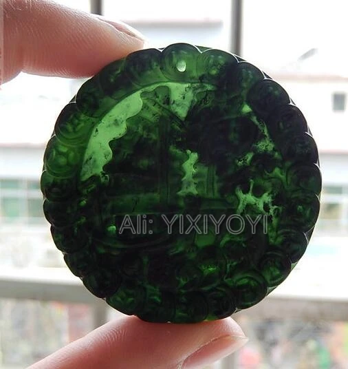Beautiful Natural Black Green Stone Carved Chinese Smoothly Boat Lucky Blessing Pendant + Rope Necklace Fashion Jewelry | Украшения и