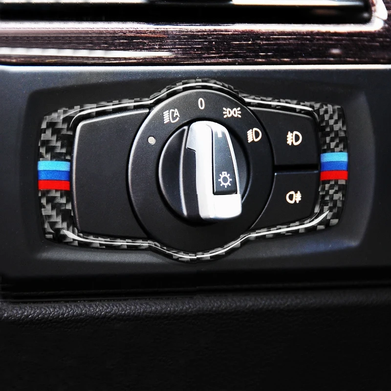 Углеродного волокна консоль фар переключатели рамка украшения Накладка для BMW E90