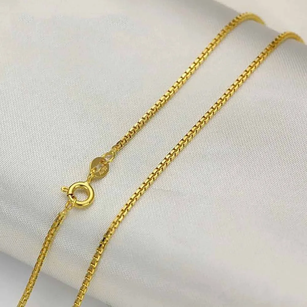 Новая чистая 18 k цепочка из желтого золота 1 5 мм Женская боковая Ссылка Ожерелье 45