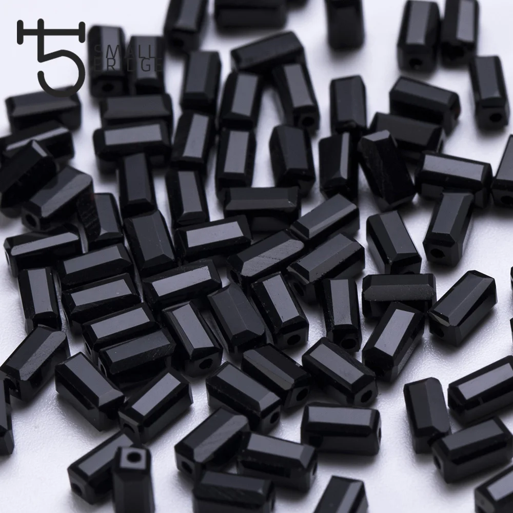 

2*4mm Small Faceted Black Glass Beads for Jewelry Making Costume Decoration Women Diy Perles Long Cube Beads Wholesale Y002