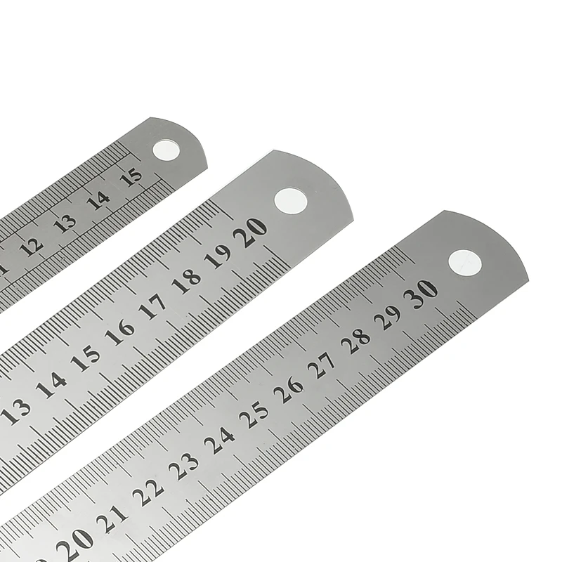 

0.7mm / 0.5mm Double Side 50cm / 30cm / 20cm / 15cm Scale Stainless Steel Straight Ruler Measuring Tool School Office Supplies