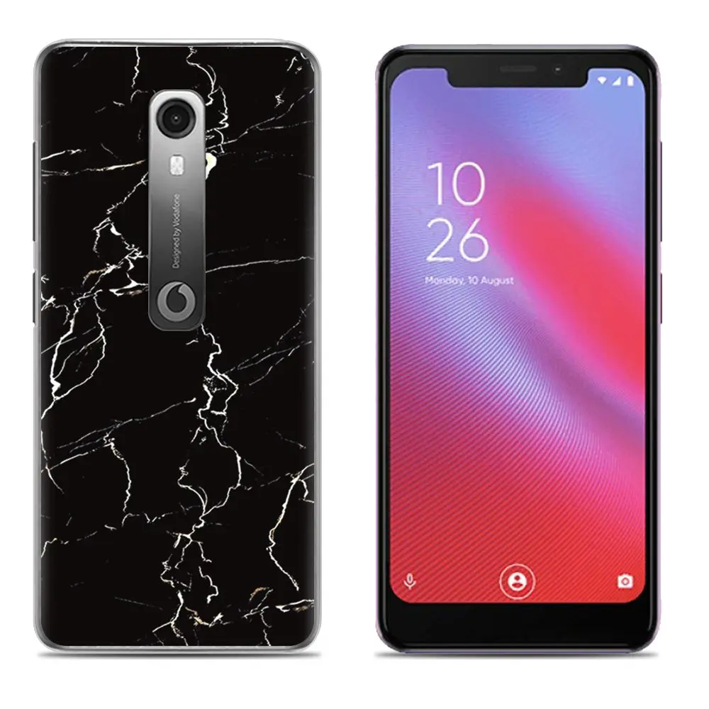 Black Marble Чехол для телефона Vodafone Smart N10 с художественным рисунком прелестный, в мультяшном стиле, из термопластичного полиуретана Мягкий силиконовый чехол - Цвет: Black Marble