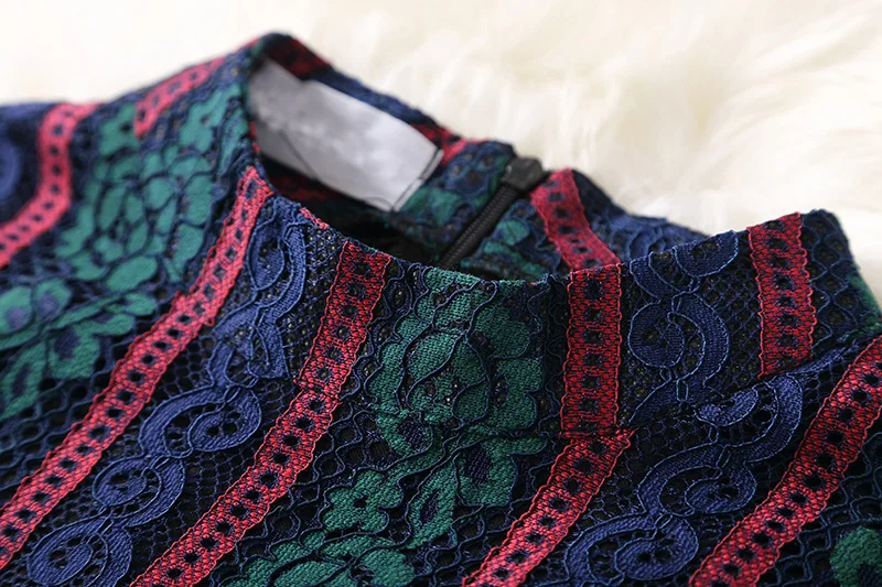 New 2018 Spring Autumn Vintage Dress Women Slim Patchwork Lace Long Robe Fashion Ladies Sleeved Casual Office Dresses | Женская одежда