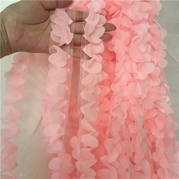 Light orange 3,5 см в ширину, 3D шифоновая ткань, гипюр, кружево, аппликация, воротник, отделка, декорированные ленты для свадебного платья, одежда, сделай сам, швейные принадлежности - Цвет: Light orange