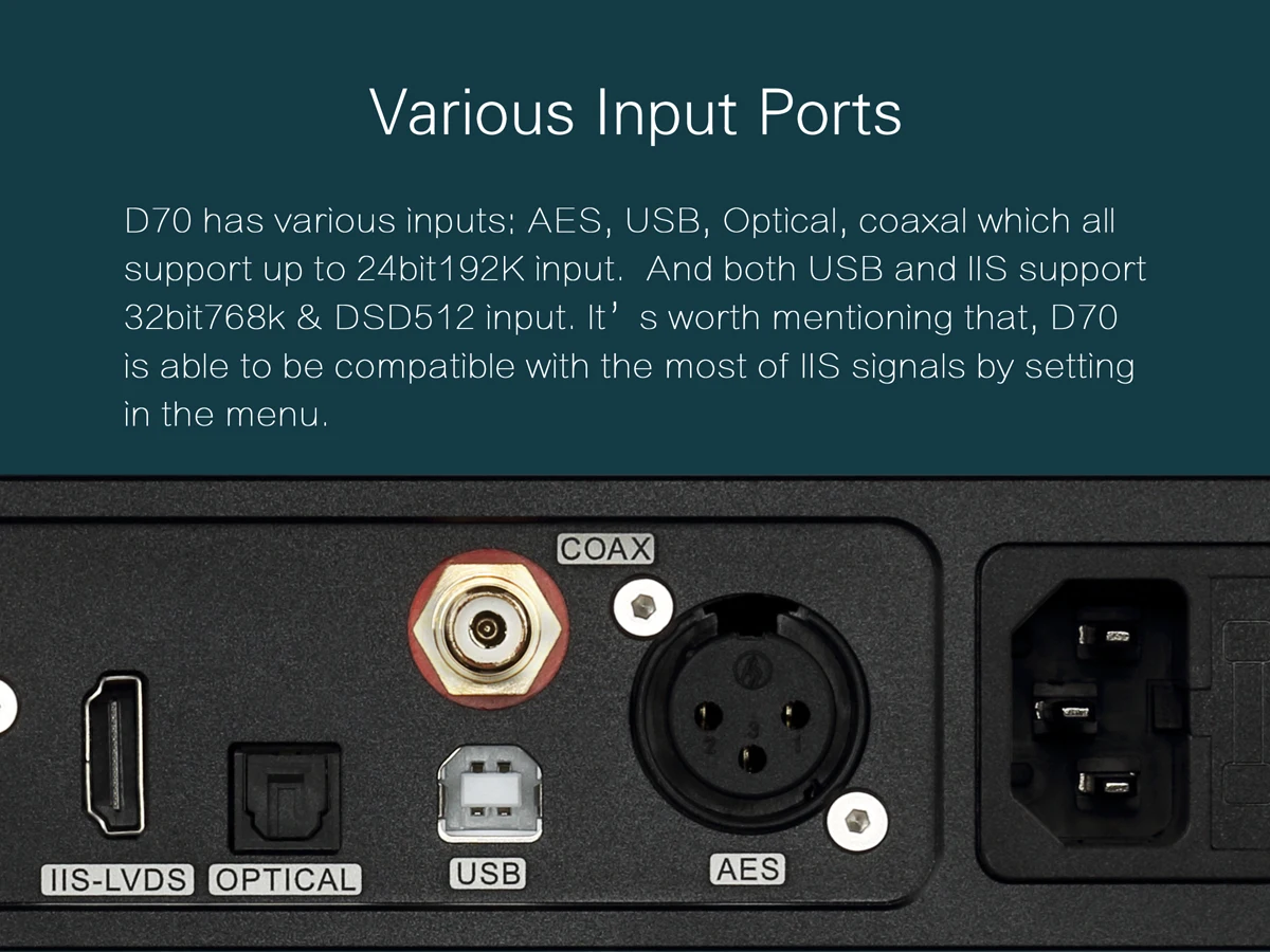 Топпинг D70 AK4497* 2 AK4118 USB ЦАП XMOS аудио DSD512 32-битный 768 кГц Настольный декодер поддерживает IIS Вход
