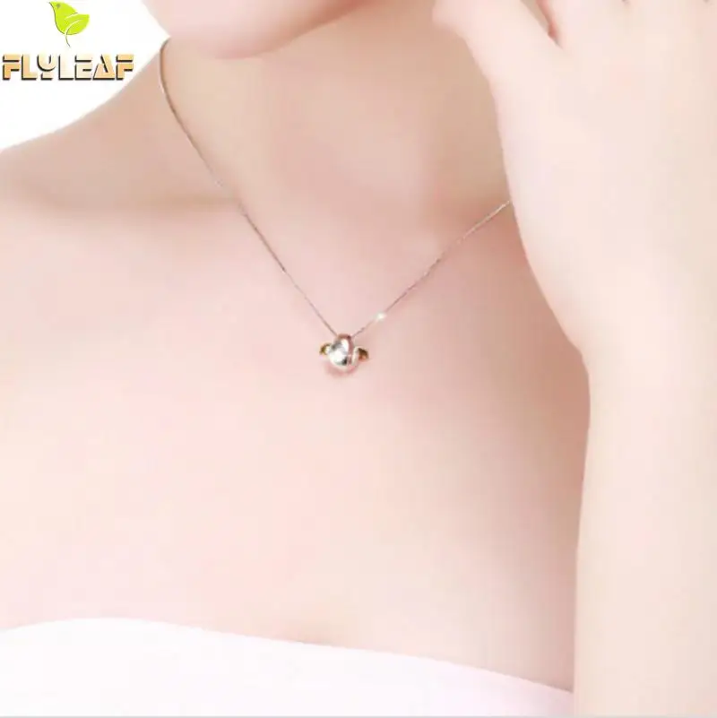 

Flyleaf 925 Sterling Silver Angel Egg Necklaces & Pendants For Women Cute Girl Prevent Allergy Sterling-silver-jewelry