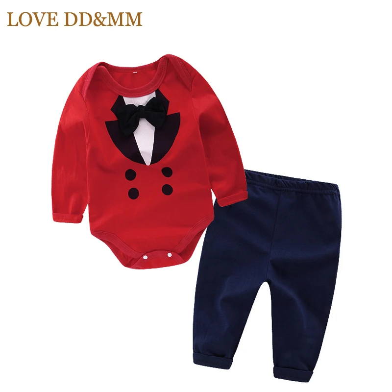 LOVE DD& MM/комплекты для мальчиков г. Комплекты одежды для малышей модный Повседневный хлопковый костюм джентльмена: комбинезон+ штаны одежда для малышей