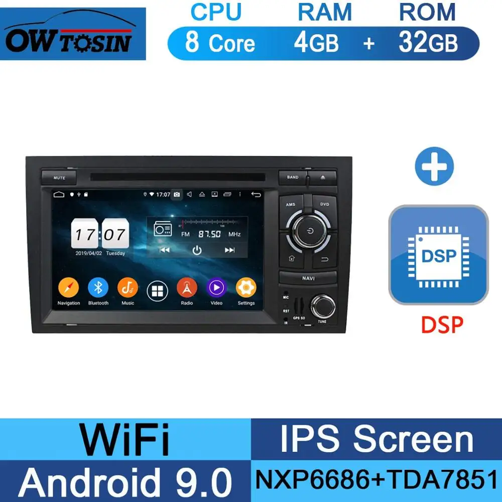 32G DSP " ips 8 ядерный 4G+ 64G Android 9,0 автомобильный DVD радио мультимедиа gps Navi для Audi A4 B6 B7 S4 2002-2008 DSP CarPlay Parrot BT стерео - Цвет: 32G DSP