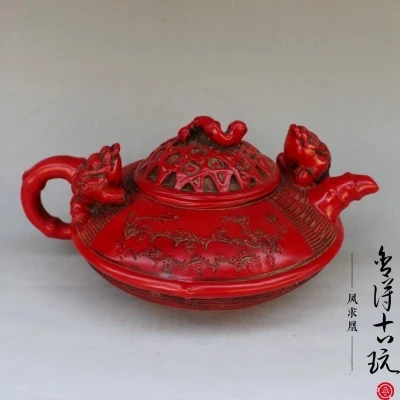 Imitating Red Coral (Crab Basket. Teapot) Decorative Home Crafts