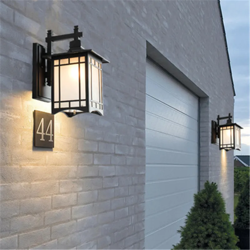 New Style Chinese Wall Lamp Outdoor Waterproof Modern Minimalist Creative Black Aluminum Aisle Balcony Illumination Luminaire