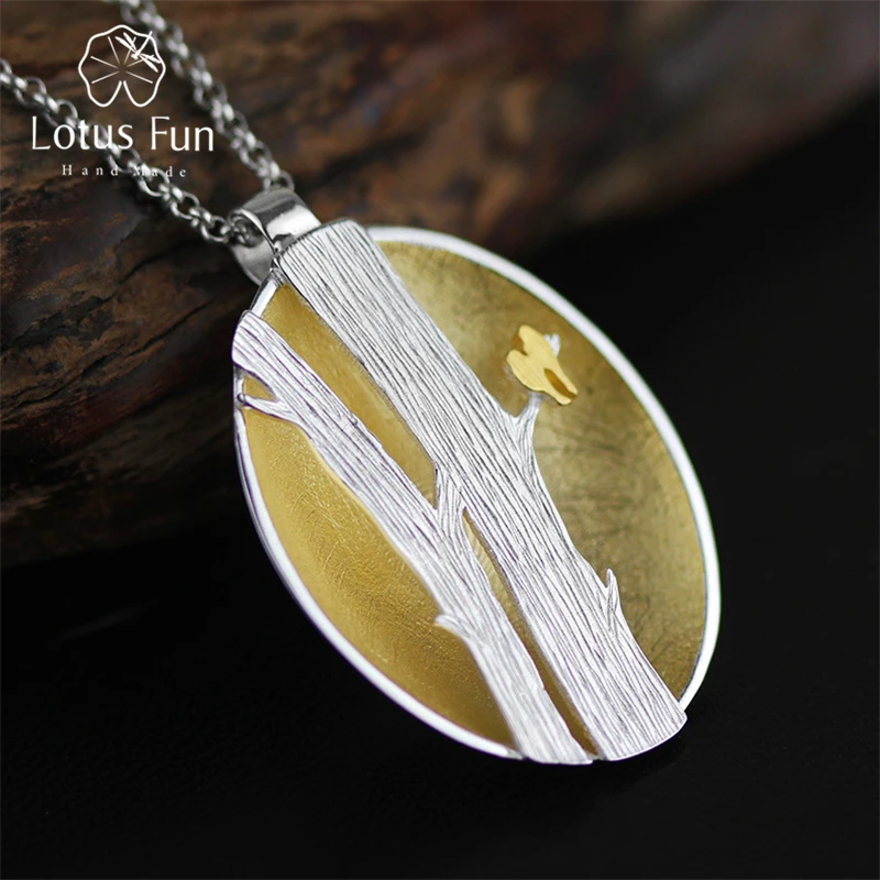Женский кулон Птицы на ветках Lotus Fun без цепочки ручного изготовления из