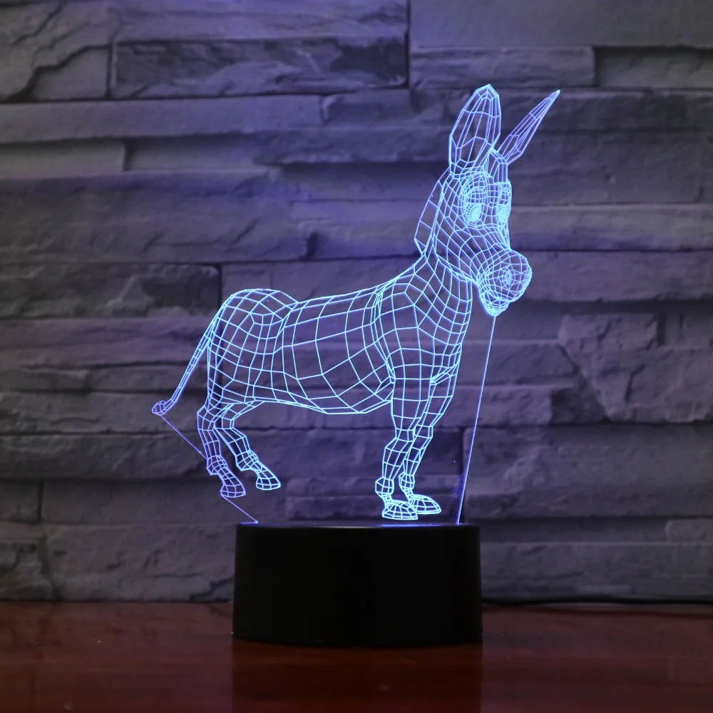 СВЕТОДИОДНЫЙ ночник в виде животного осла 3D моделирование смена Usb сенсорная