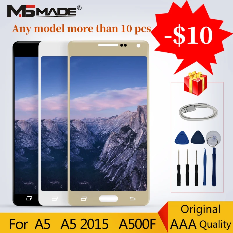 Для Samsung Galaxy A5 A500 ЖК-дисплей A500FU A500F A500M ЖК-дисплей с сенсорным экраном дигитайзер сборка части+ подарок