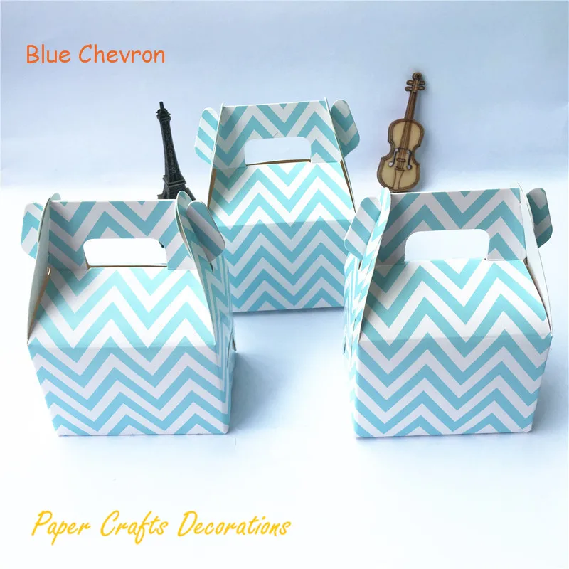 Blue Chevron 12 шт./лот(упаковка из 12) розовый шеврон бумажные мешки рога коробки конфет угощение детей день рождения Свадебная вечеринка Сувениры - Цвет: Blue Chevron
