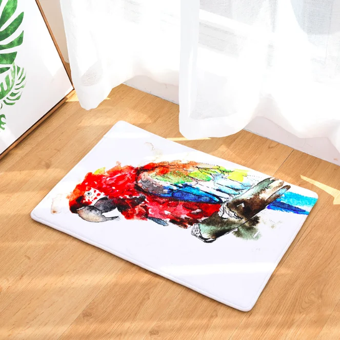 Акварель попугай цветок коврик для ванной кухня ковер декоративные