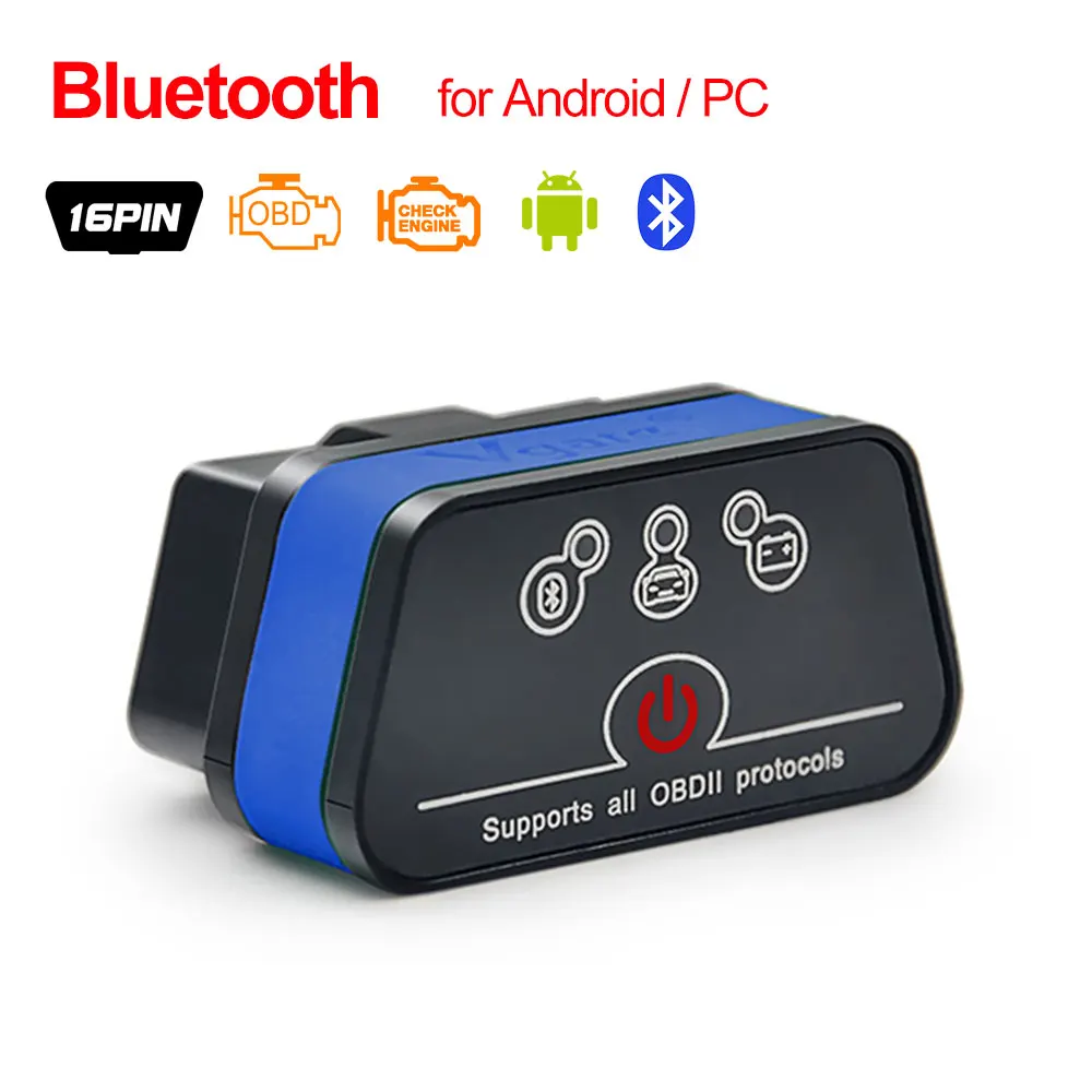 Bluetooth Black Blue Vgate icar2 Bluetooth/Wifi OBD2 диагностический инструмент ELM327 Bluetooth OBD 2 сканер Мини ELM327 WiFi для Android/IOS/PC считыватель кодов - Цвет: Bluetooth Black Blue
