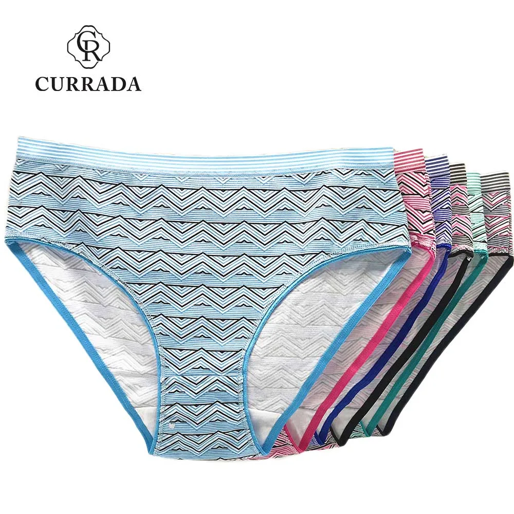 

CURRADA 6pieces/lot Cotton underwear women panties plus size briefs stripe high waist panty female intimate XXL XXXL XXXXL