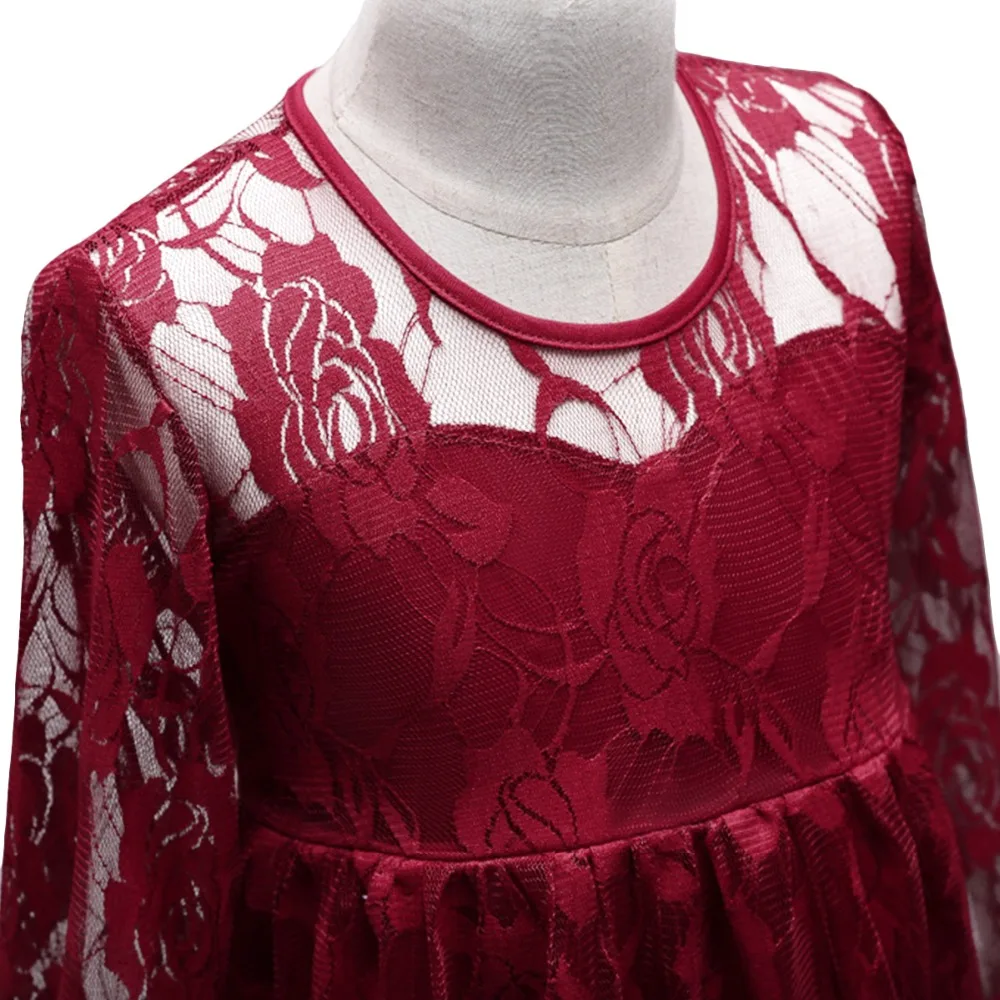 2019 весеннее кружевное платье для девочек с цветами плиссированное однотонное