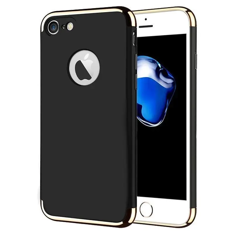 for iPhone X 10 8 7 Plus Luxury Shining Glossy Hard PC Back Shell Cover 3in1 Shockproof Slim Thin |