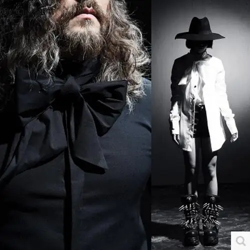 S-3XL 2021 New Vintage punk wind men's royal clothing personalized big bow design shirt male singer Stage Performance costumes | Мужская