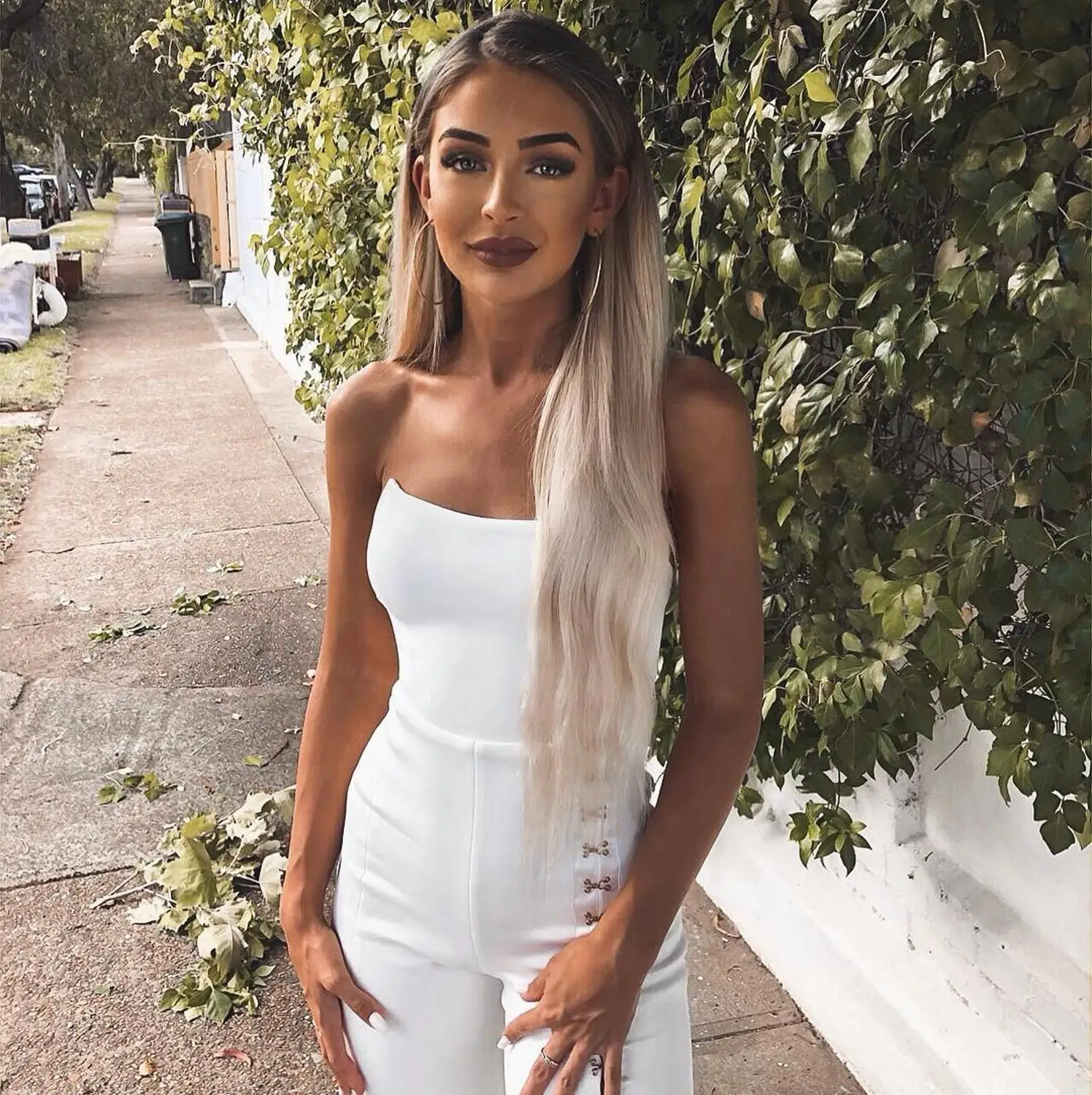 

2019 New Women Jumpsuit white strapless off shoulder Celebrity evening party bodycon Rompers Bandage jumpsuits