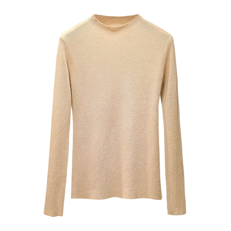 

Anself Shiny Lurex Autumn Winter Sweater Women Long Sleeve Pullover Women Basic Sweaters Women 2020 Korean Style Knit Tops Femme