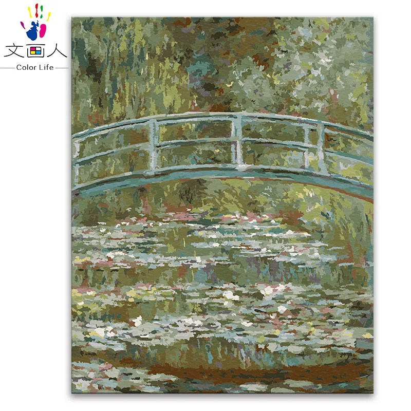 60061 water lily 7 ВОДНЫЕ ЛИЛИИ рисунки, картины по номерам Клода монета цифровая краска нарисованные красками живопись по номерам с комплектами пакет - Цвет: 60061 water lily 7
