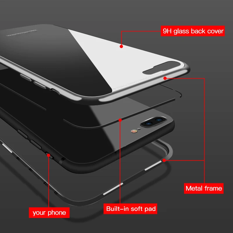 Магнитный металлический чехол XSKEMP 360 для Apple iPhone XS Max XR прозрачный телефона