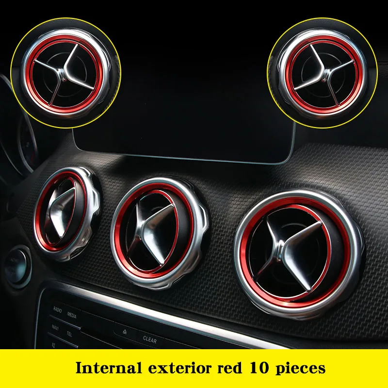 Для Mercedes CLA 45 AMG/CLA 250/220/GLA 250 модифицированный интерьер кондиционер воздуха выход яркая полоса Аксессуары для автомобильных наклеек - Название цвета: inside and outside