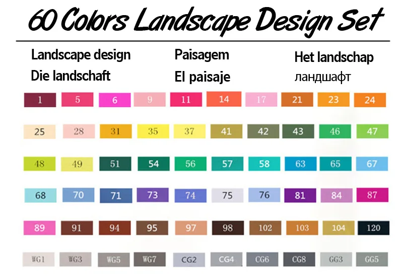 60 Landscape Set TOUCHNEW выбрать какой-либо 10/20 Вт, 30 Вт, Цвета алкоголь кисть маркеры эскиз фломастеры для рисования манга рисунок маркеры дизайн художественный маркер-кисточка - Цвет: 60 Landscape Set