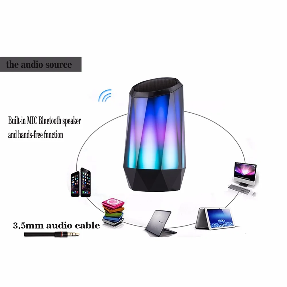 Кристалл Bluetooth светодио дный динамик светодиодный свет беспроводной HD Звук