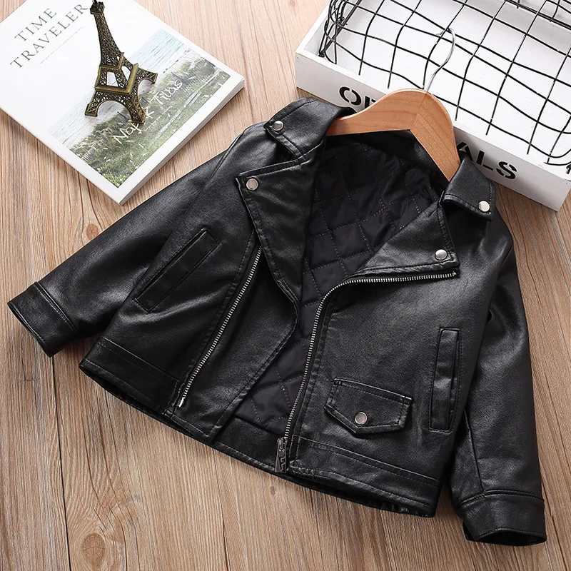faux leather girl coats spring autumn girls outerwear kids fashion long sleeve coat toddler 2019 | Детская одежда и обувь