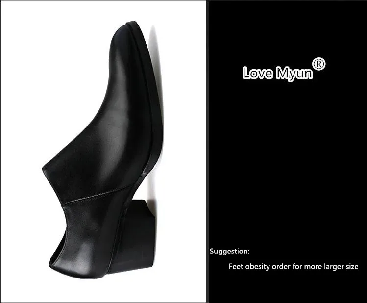 Туфли мужские из натуральной кожи высокий каблук заостренный носок молния