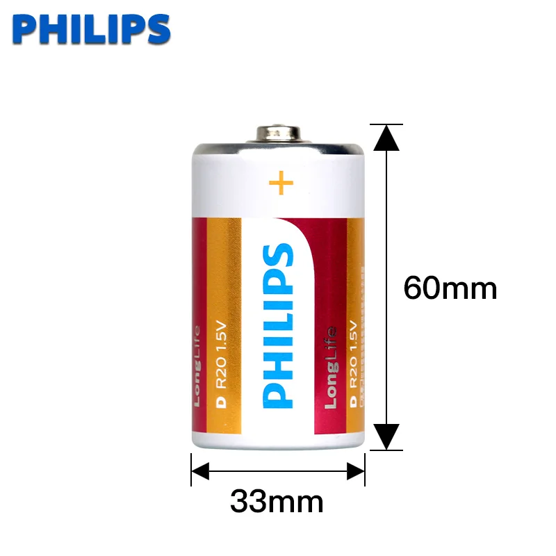 2 шт. philips D UM1 R20P 1 5 V цинковые Углеродные батареи однократное использование для