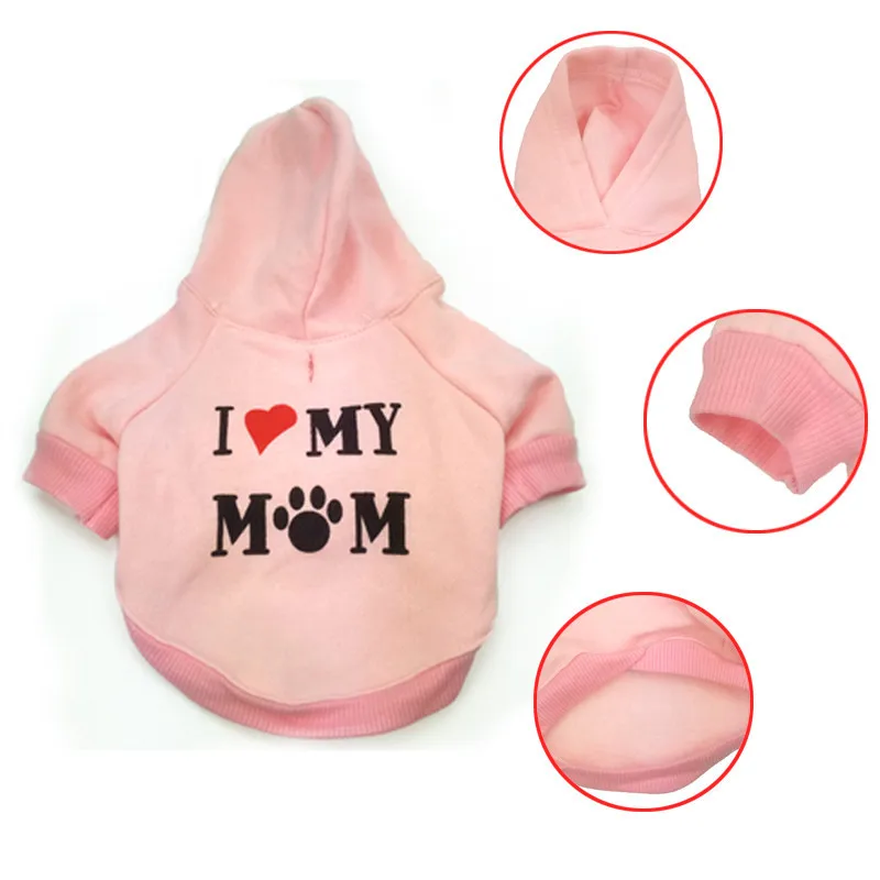 Теплая одежда для собак, одежда для щенков I Love My Mum, спортивные худи для домашних собак, одежда для щенков, зимняя одежда для чихуахуа, 15